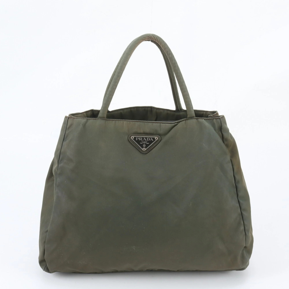 Prada Tessuto Nylon Triangle Logo Tote Bag Shoulder Handbag for Women